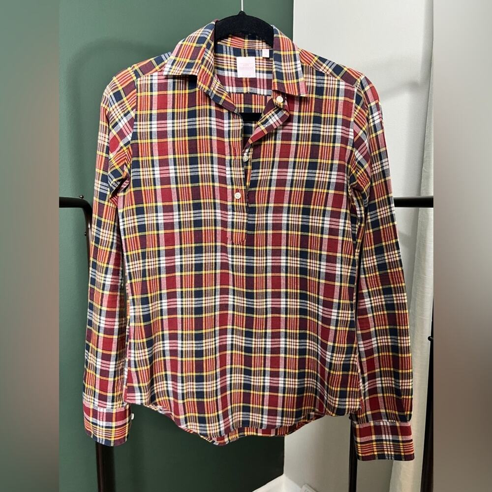 Ann Mashburn Plaid Popover Top size XS